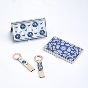 나빌레라 도자문 자개 스틱 USB제작 명함케이스 2종세트 홍보물품