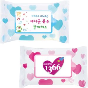홍보용 하트패턴블루 20매 물티슈제작 홍보용 하트패턴블루 20매 물티슈제작